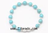 CGB8203 8mm blue howlite & white lava beaded stretchy bracelets