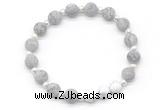 CGB8208 8mm matte grey picture jasper & white lava beaded stretchy bracelets