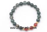 CGB8219 8mm moss agate & red agate beaded stretchy bracelets