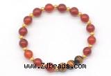 CGB8220 8mm red agate & yellow tiger eye beaded stretchy bracelets