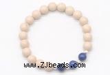 CGB8233 8mm white fossil jasper & lapis lazuli beaded stretchy bracelets