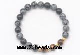 CGB8240 8mm snowflake obsidian & yellow tiger eye beaded stretchy bracelets