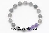 CGB8252 8mm cloudy quartz & amethyst beaded stretchy bracelets