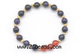 CGB8259 8mm purple yellow tiger eye & red agate beaded stretchy bracelets