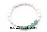 CGB8275 8mm white lava & green aventurine beaded mala stretchy bracelets