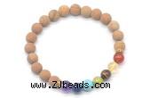 CGB8308 8mm matte wooden jasper 7 chakra beaded mala stretchy bracelets