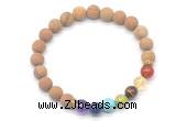 CGB8308 8mm matte wooden jasper 7 chakra beaded mala stretchy bracelets