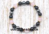 CGB8321 8mm matte rose quartz, black onyx & hematite energy bracelet