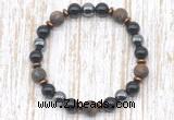 CGB8327 8mm matte bronzite, black onyx & hematite energy bracelet