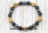 CGB8360 8mm golden tiger eye, black onyx & hematite energy bracelet