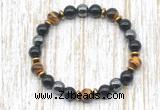 CGB8362 8mm grade AA yellow tiger eye, black onyx & hematite energy bracelet