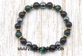 CGB8367 8mm green tiger eye, black onyx & hematite energy bracelet