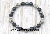 CGB8374 8mm dalmatian jasper, black onyx & hematite energy bracelet