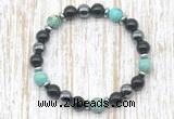 CGB8375 8mm blue sea sediment jasper, black onyx & hematite energy bracelet