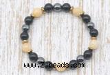 CGB8383 8mm honey jade, black onyx & hematite energy bracelet