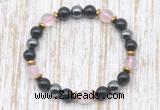 CGB8403 8mm rose quartz, black onyx & hematite energy bracelet