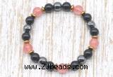CGB8404 8mm cherry quartz, black onyx & hematite energy bracelet