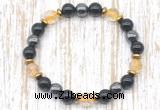 CGB8410 8mm citrine, black onyx & hematite energy bracelet