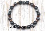 CGB8414 8mm garnet, black onyx & hematite energy bracelet