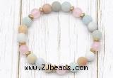 CGB8420 8mm matte amazonite, rose quartz & hematite power beads bracelet