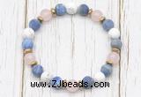 CGB8432 8mm matte lapis lazuli, white howlite, rose quartz & hematite power beads bracelet