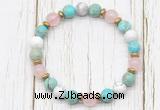 CGB8439 8mm sea sediment jasper, white howlite, rose quartz & hematite power beads bracelet