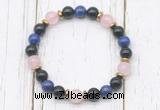 CGB8443 8mm black onyx, lapis lazuli, rose quartz & hematite power beads bracelet