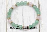 CGB8454 8mm green aventurine, rose quartz & hematite power beads bracelet