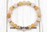 CGB8456 8mm yellow aventurine, rose quartz & hematite power beads bracelet