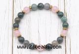 CGB8458 8mm India agate, rose quartz & hematite power beads bracelet