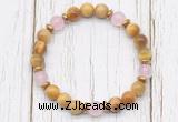 CGB8468 8mm golden tiger eye, rose quartz & hematite power beads bracelet