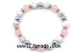 CGB8487 8mm rose quartz, white howlite & hematite energy bracelet