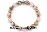 CGB8495 8mm rose quartz, zebra jasper & hematite energy bracelet