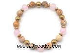 CGB8499 8mm rose quartz, picture jasper & hematite energy bracelet