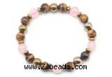 CGB8506 8mm rose quartz, grade AA yellow tiger eye & hematite energy bracelet