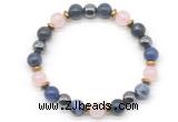 CGB8523 8mm rose quartz, sodalite & hematite energy bracelet