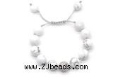 CGB8550 12mm round white howlite adjustable macrame bracelets