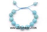 CGB8552 12mm round blue howlite adjustable macrame bracelets