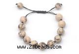 CGB8558 12mm round feldspar adjustable macrame bracelets