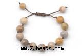 CGB8559 12mm round fossil coral adjustable macrame bracelets