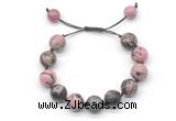 CGB8561 12mm round rhodonite adjustable macrame bracelets