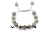 CGB8579 12mm round greeting pine jasper adjustable macrame bracelets