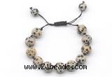 CGB8584 12mm round dalmatian jasper adjustable macrame bracelets