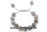 CGB8606 12mm round silver needle agate adjustable macrame bracelets