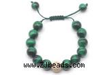 CGB8638 12mm round green tiger eye adjustable macrame bracelets