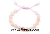 CGB8655 8mm,10mm round pink aventurine adjustable macrame bracelets