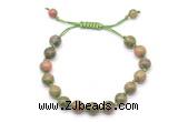 CGB8660 8mm,10mm round unakite adjustable macrame bracelets