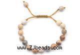 CGB8662 8mm,10mm round fossil coral adjustable macrame bracelets