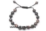 CGB8664 8mm,10mm round grey opal adjustable macrame bracelets