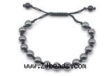 CGB8666 8mm,10mm round hematite adjustable macrame bracelets